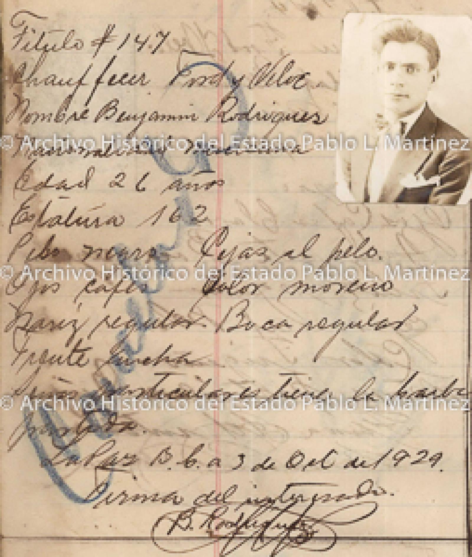 "Benjamín Rodríguez", retrato.