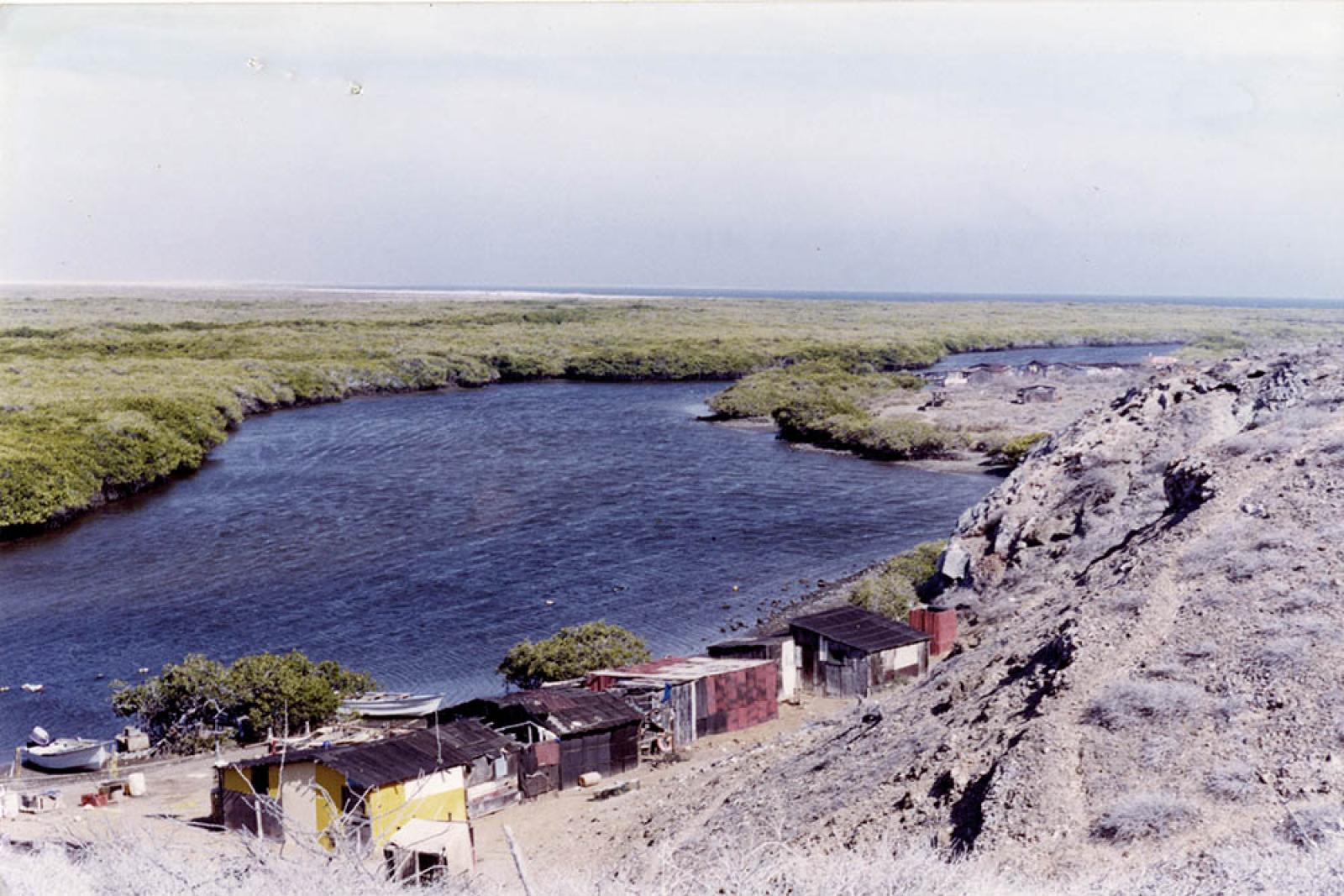 Casas de lámina de cartón en playa de Cabo San Lázaro.