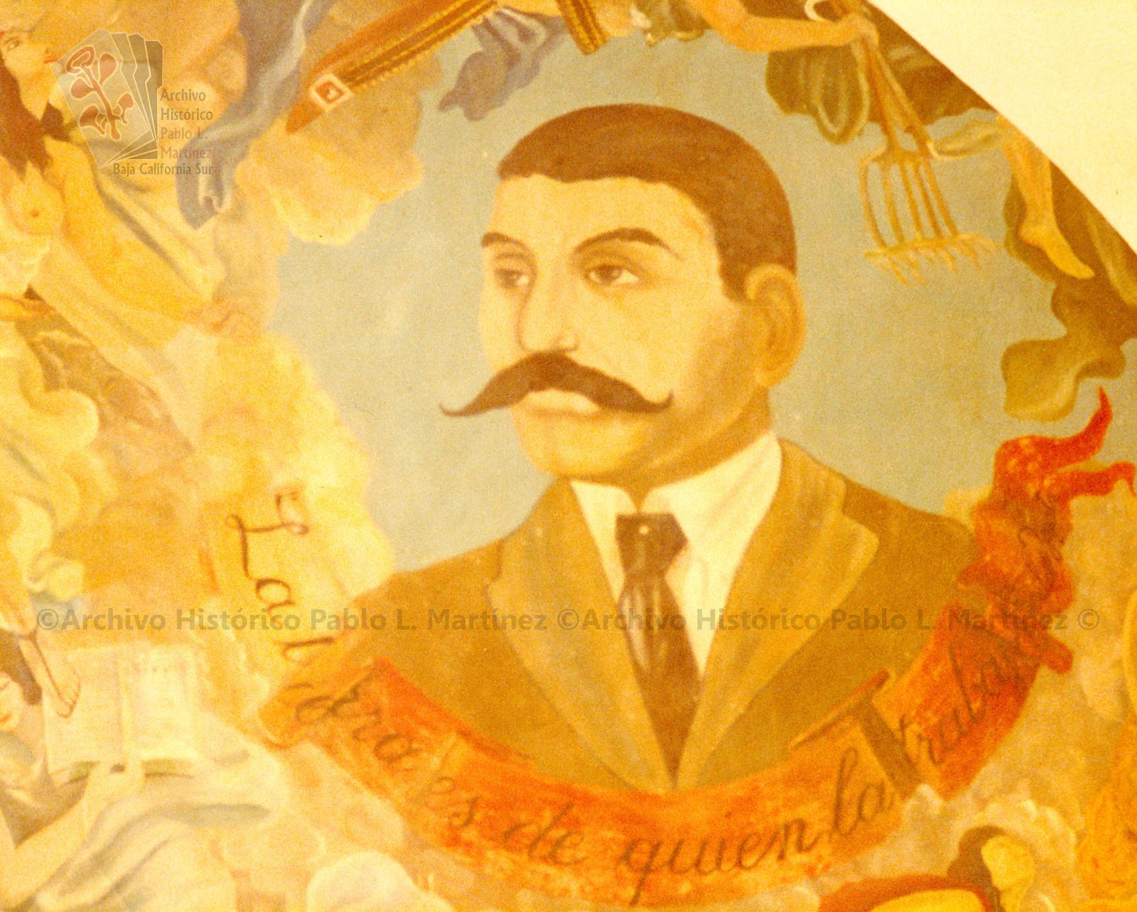 Detalle de mural relativo al descubrimiento y conquista de México y, a la Revolución Mexicana.