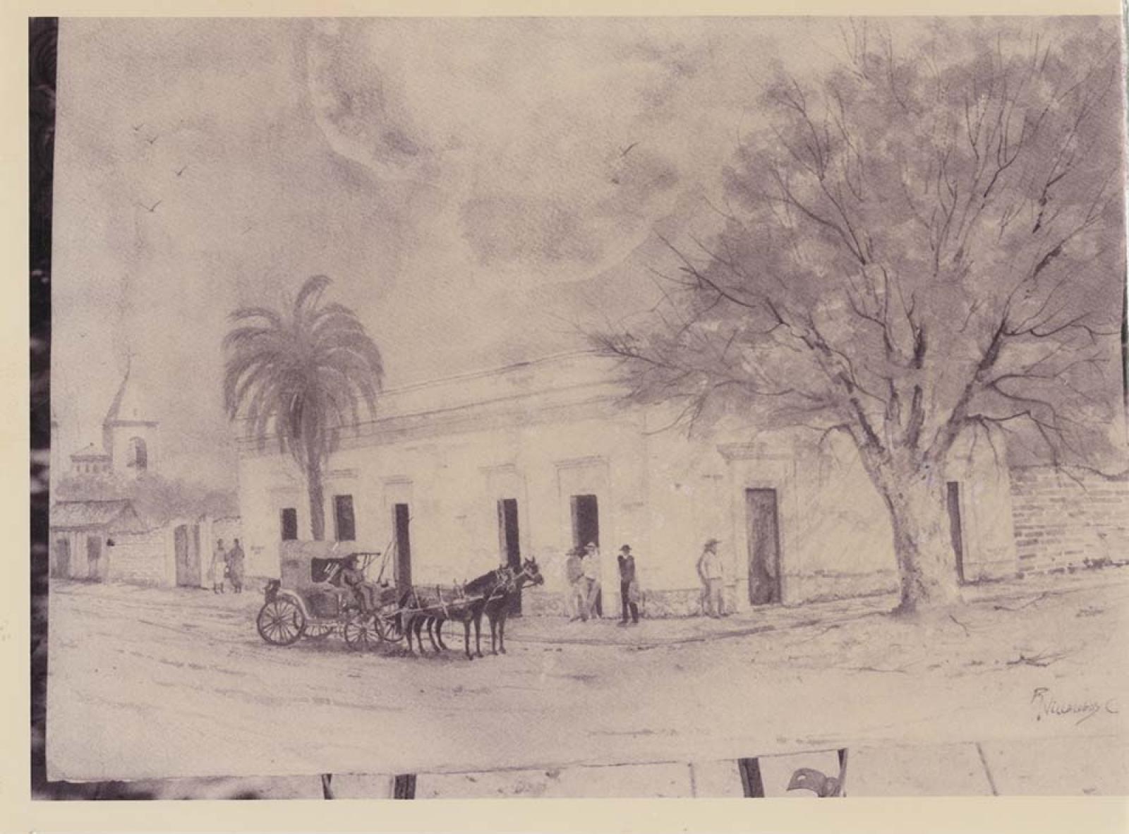 Dibujo de paisaje urbano.