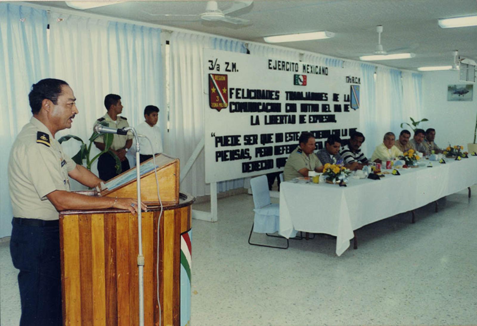 Evento del Ejercito Mexicano con motivo del día de la libertad de expresión.