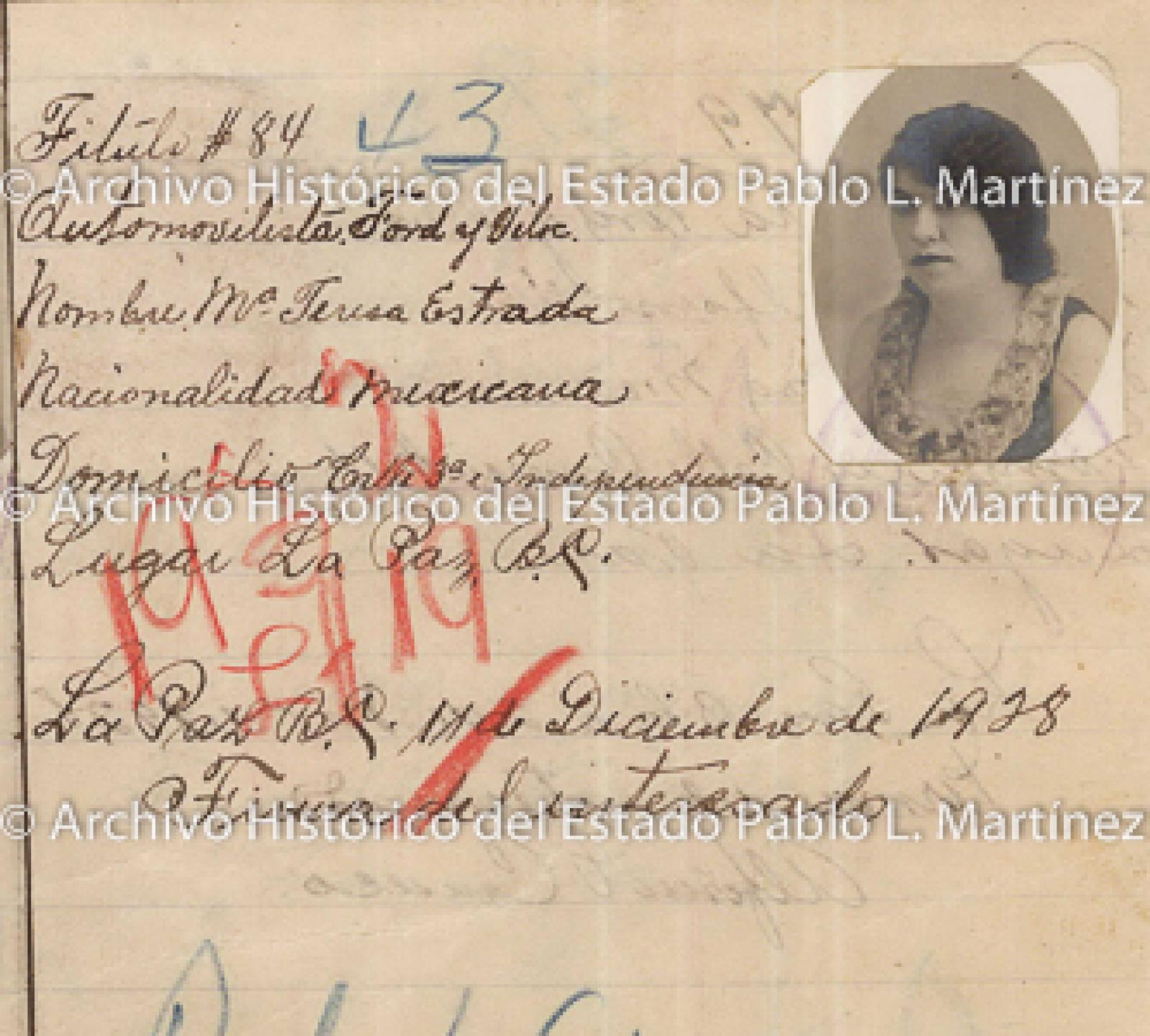 "Ma. Teresa Estrada", retrato.