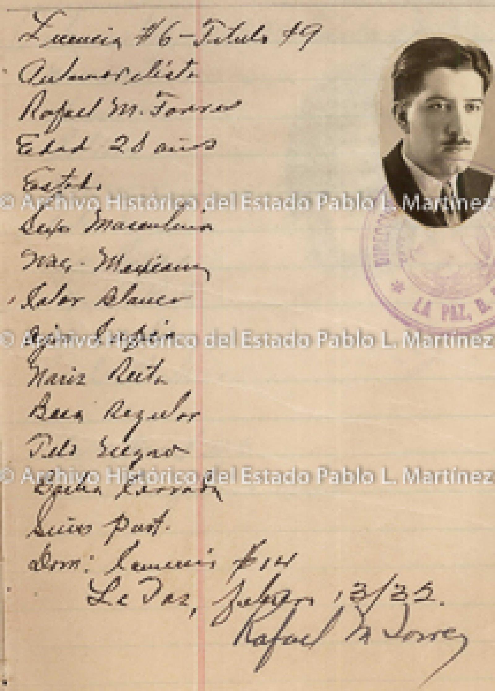 "Rafael M. Torres", retrato.