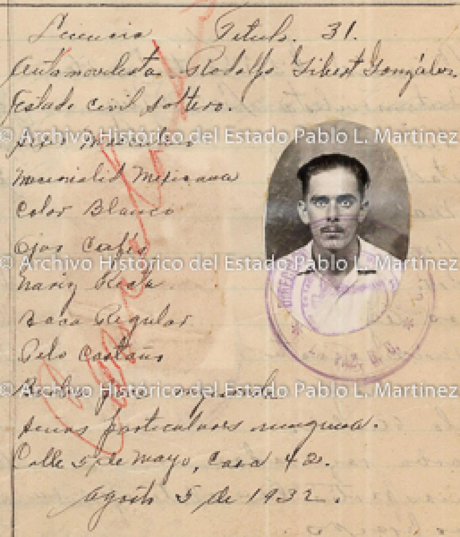 "Rodolfo Gilbert González", retrato.